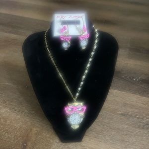 Betsy Johnson owl necklace and earrings set